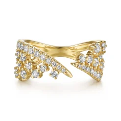 Clearance Gabriel & Co. 14K Yellow Gold Spike Diamond And Waterfall Bypass Ring