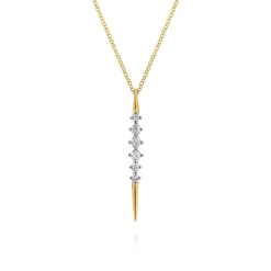 Gabriel & Co. 14K Yellow Gold Spike Graduating Diamond Vertical Spike Bar Necklace