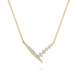 Hot Gabriel & Co. 14K Yellow Gold Spike Graduating Diamond Chevron Bar Necklace
