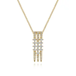 Sale Gabriel & Co. 14K Yellow Gold Spike Multi Row Vertical Diamond Pendant Necklace