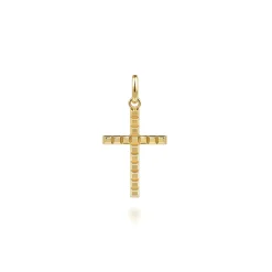 Outlet Gabriel & Co. 14K Yellow Gold Square Station Mini Cross Pendant