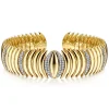 New Gabriel & Co. 14K Yellow Gold Stacked Crescent Cuff Bracelet with Pave Diamond Stations