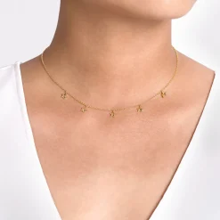 Clearance Gabriel & Co. 14K Yellow Gold Star Drop Station Necklace