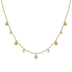 Hot Gabriel & Co. 14K Yellow Gold Station Droplet Necklace