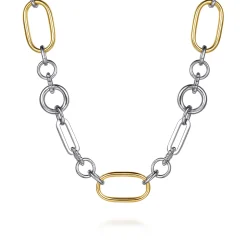 Clearance Gabriel & Co. 14K Yellow Gold 925 Sterling Silver Bujukan Link Chain Necklace