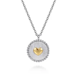 Discount Gabriel & Co. 14K Yellow Gold 925 Sterling Silver Bujukan Heart Medallion Pendant Necklace