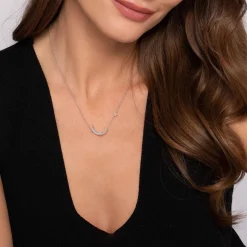 Clearance Gabriel & Co. 14K Yellow Gold 925 Sterling Silver Diamond Moon and Star Pendant Necklace