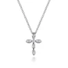 New Gabriel & Co. 14K Yellow Gold 925 Sterling Silver Diamond Cross Pendant Necklace