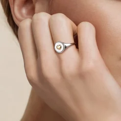 Outlet Gabriel & Co. 14K Yellow Gold 925 Sterling Silver Bujukan Heart Medallion Ladies Ring