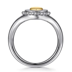 Outlet Gabriel & Co. 14K Yellow Gold 925 Sterling Silver Bujukan Heart Medallion Ladies Ring