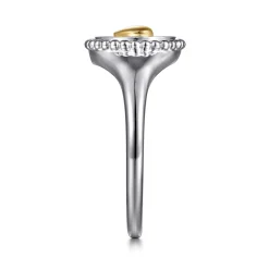 Outlet Gabriel & Co. 14K Yellow Gold 925 Sterling Silver Bujukan Heart Medallion Ladies Ring