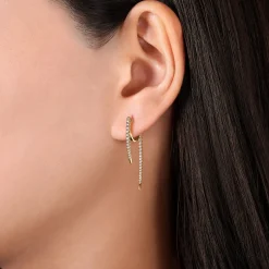 Discount Gabriel & Co. 14K Yellow Gold Tapered Diamond Threader Drop Earrings