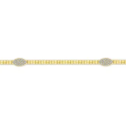 Clearance Gabriel & Co. 14K Yellow Gold Tennis Bracelet with Marquise Cluster Diamond Stations
