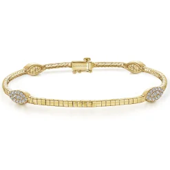 Clearance Gabriel & Co. 14K Yellow Gold Tennis Bracelet with Marquise Cluster Diamond Stations