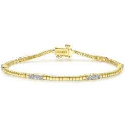 Hot Gabriel & Co. 14K Yellow Gold Tennis Bracelet with Diamond Stations