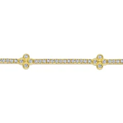 Sale Gabriel & Co. 14K Yellow Gold Tennis Bracelet with Quatrefoil Diamond Stations