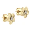 Outlet Gabriel & Co. 14K Yellow Gold Textured Flower and Diamond Stud Earrings