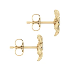 Outlet Gabriel & Co. 14K Yellow Gold Textured Flower and Diamond Stud Earrings