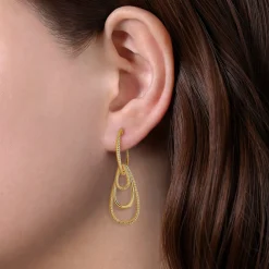 Discount Gabriel & Co. 14K Yellow Gold Textured Huggies with Multi Teardrops