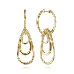 Discount Gabriel & Co. 14K Yellow Gold Textured Huggies with Multi Teardrops