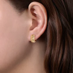 New Gabriel & Co. 14K Yellow Gold Textured Huggie Earrings