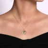 Discount Gabriel & Co. 14K Yellow Gold Textured Locket Necklace with Diamond Center