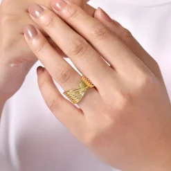 Online Gabriel & Co. 14K Yellow Gold Textured Rows Twist Ring