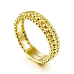 Sale Gabriel & Co. 14K Yellow Gold Three Row Bujukan Bead Ring