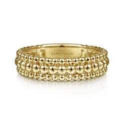 Sale Gabriel & Co. 14K Yellow Gold Three Row Bujukan Bead Ring