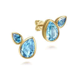 Online Gabriel & Co. 14K Yellow Gold Toi et Moi Blue Topaz Stud Earrings