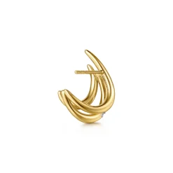 New Gabriel & Co. 14K Yellow Gold Triple Row Spike Graduating Diamond J Hoop Earrings