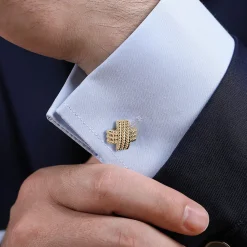 Sale Gabriel & Co. 14K Yellow Gold Triple Row Twisted Rope X Cufflinks