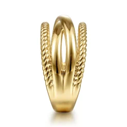 Gabriel & Co. 14K Yellow Gold Twisted and Plain Criss Cross Ring