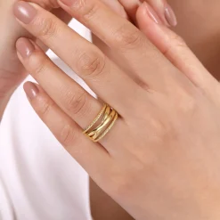 Gabriel & Co. 14K Yellow Gold Twisted and Plain Criss Cross Ring