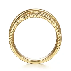 Gabriel & Co. 14K Yellow Gold Twisted and Plain Criss Cross Ring