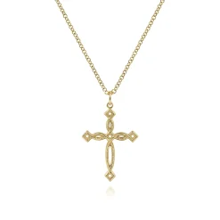 Hot Gabriel & Co. 14K Yellow Gold Twisted Cross Pendant Necklace