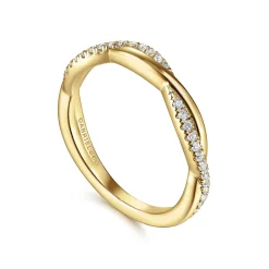 Hot Gabriel & Co. 14K Yellow Gold Twisted Diamond Anniversary Band - 0.15 ct