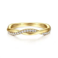 Hot Gabriel & Co. 14K Yellow Gold Twisted Diamond Anniversary Band - 0.15 ct