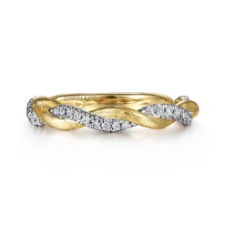 Discount Gabriel & Co. 14K Yellow Gold Twisted Diamond Stackable Ring
