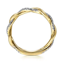 Discount Gabriel & Co. 14K Yellow Gold Twisted Diamond Stackable Ring