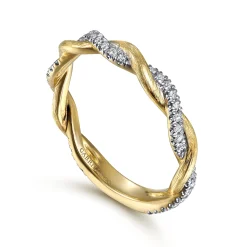 Discount Gabriel & Co. 14K Yellow Gold Twisted Diamond Stackable Ring