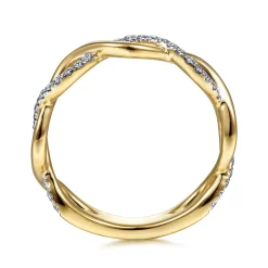 Hot Gabriel & Co. 14K Yellow Gold Twisted Diamond Stackable Ring
