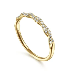 Best Gabriel & Co. 14K Yellow Gold Twisted Diamond Stackable Ring