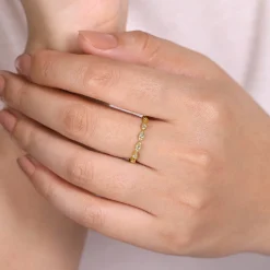 Outlet Gabriel & Co. 14K Yellow Gold Twisted Diamond Stackable Ring