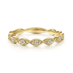Outlet Gabriel & Co. 14K Yellow Gold Twisted Diamond Stackable Ring