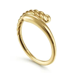 Gabriel & Co. 14K Yellow Gold Twisted Rope Bypass Open Ring