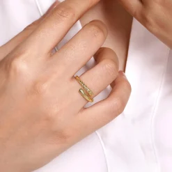 Gabriel & Co. 14K Yellow Gold Twisted Rope Bypass Open Ring
