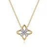 Best Gabriel & Co. 14K Yellow Gold Twisted Rope Clover Pendant Necklace with Diamond Petals