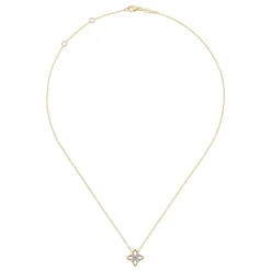 Best Gabriel & Co. 14K Yellow Gold Twisted Rope Clover Pendant Necklace with Diamond Petals