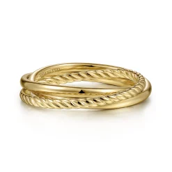 Best Gabriel & Co. 14K Yellow Gold Twisted Rope Criss Cross Ring